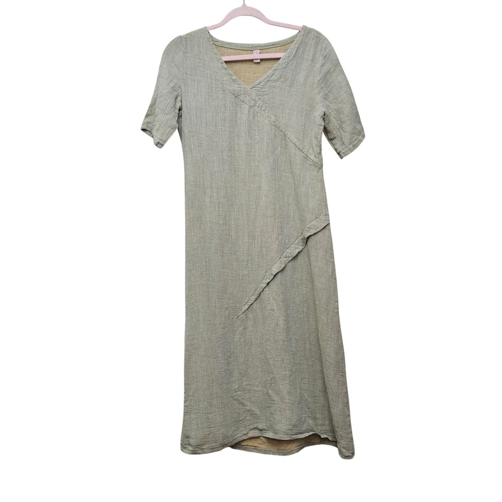 Babette San Francisco Womens M Linen Blend‎ Asymmetrical Midi Dress  Lagenlook